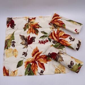The Big One 4 Fabric Napkin Set Leaf Acorn Decorative Dining Fall Autumn 17x17